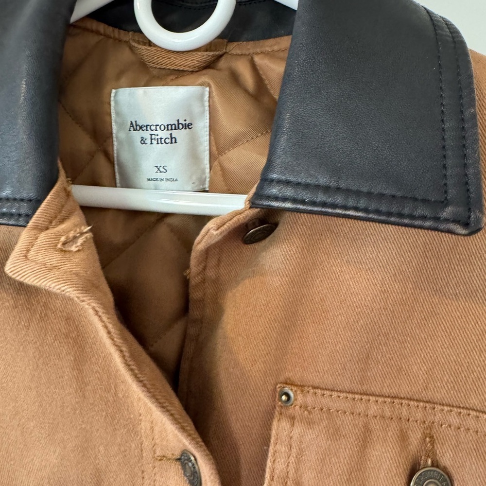 Abercrombie & Fitch Workwear Jacket XS Twill Utility Button Front Tan - Picture 8 of 12
